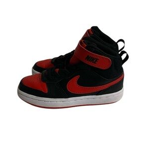 Nike Court Borough Mid 2 Black and Red High-Top Sneakers Unisex Kids 11C